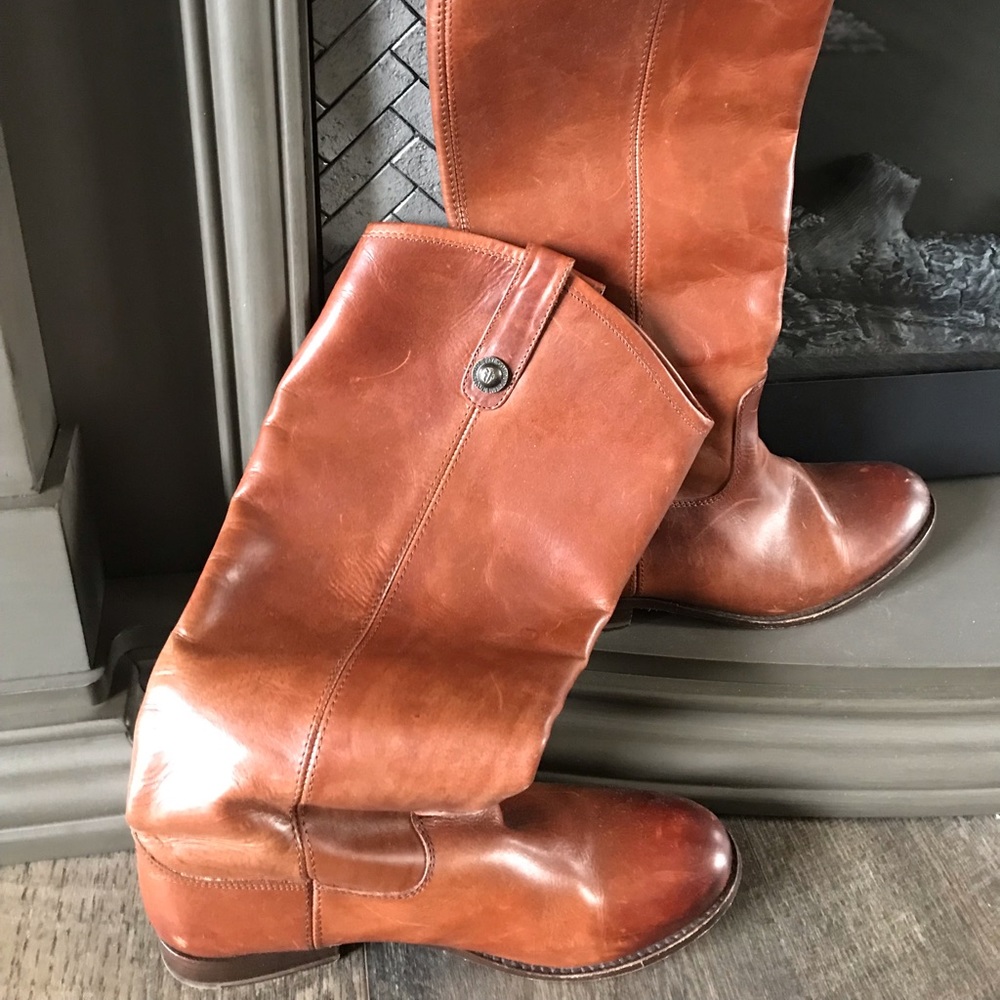 Frye Melissa Pull On Riding Boots Cognac 8.5